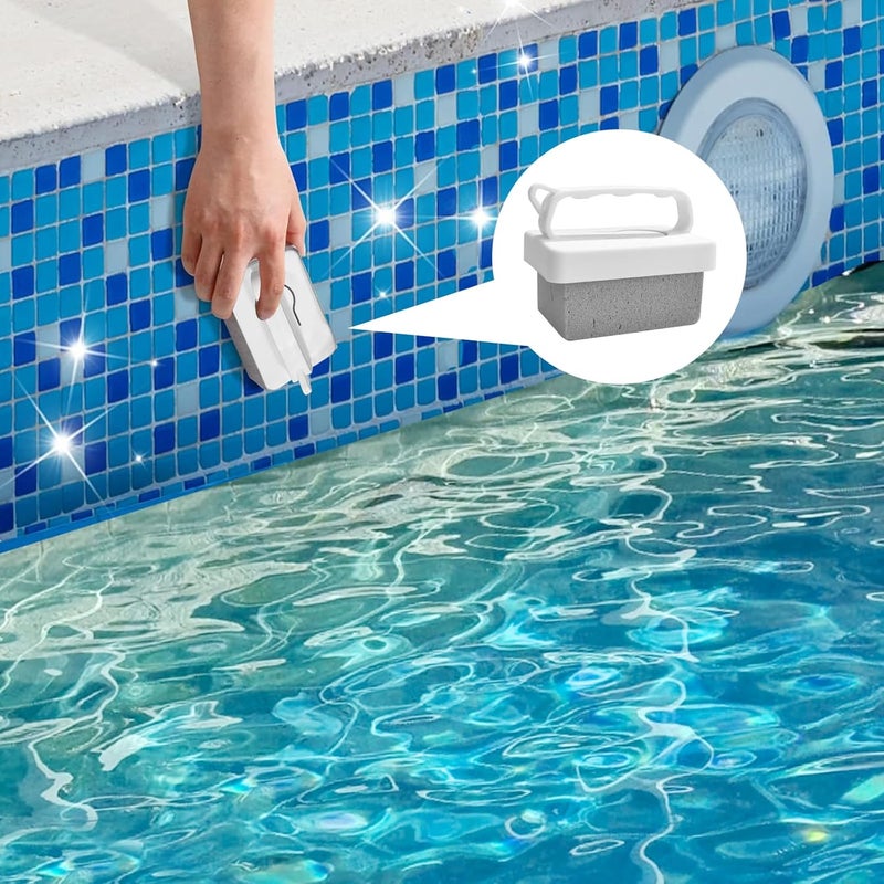 Tinsky 6 Pack Pool Pumice Stones with Handle, Handheld Replacement Cleaning Blocks for Pool Tiles, Spa, Grout, and Concrete Stain Removal - Image 3